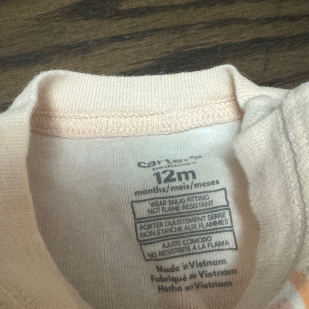 Carter's 12 Month Pajama Separates, Set of Two. Clementines and Stripes - Picture 8 of 11